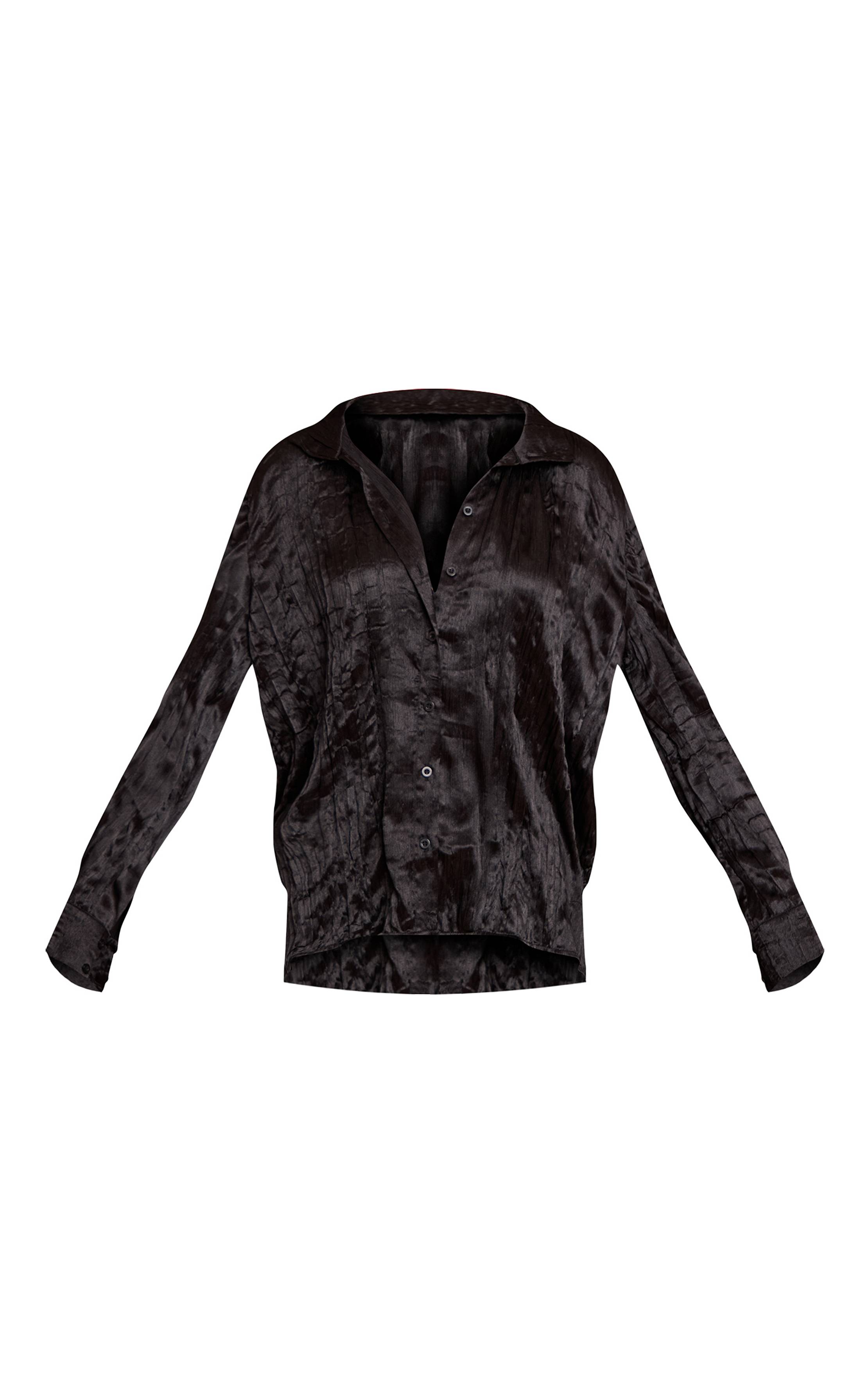 Noir Chemise Oversize En Satin Texturé