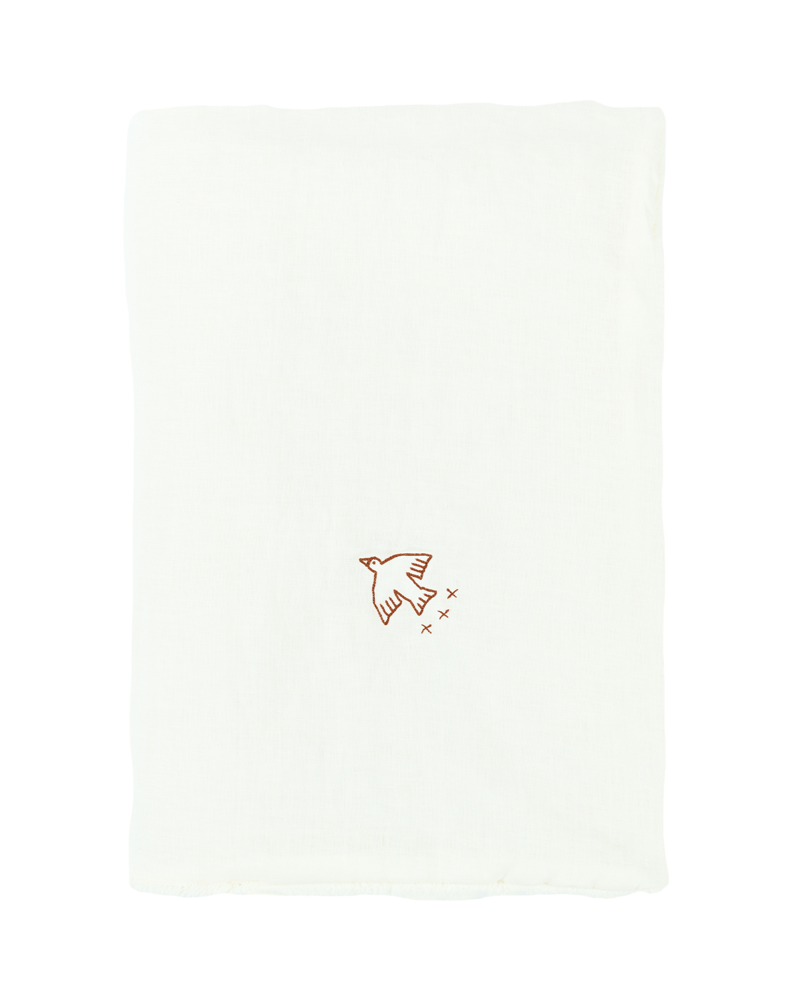 Couverture d'hiver brodée l1n0 en lin français | Beige