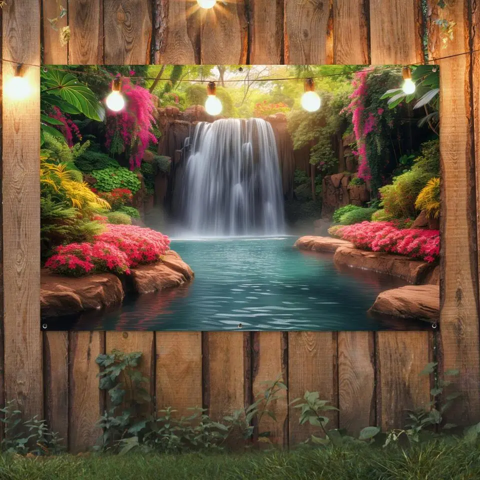 MuchoWow Tuinposter 180x120cm Waterval Natuur Planten Jungle