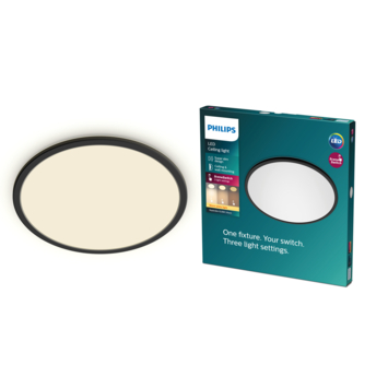 Philips Plafonnière Superslim zwart 18W 27K
