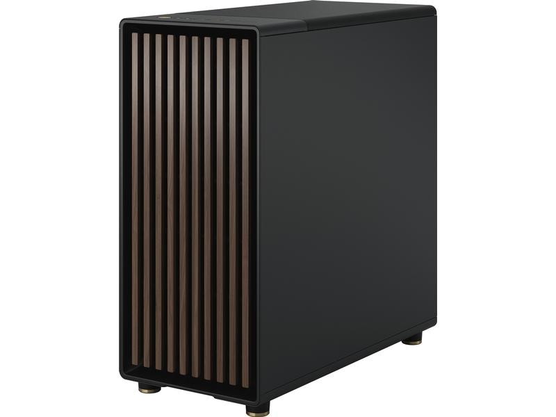 Fractal Design PC-Gehäuse North Schwarz Elegantes Gehäuse mit offener Front aus echtem Walnussholz