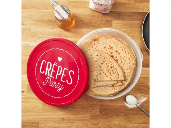Boite de conservation à crêpes en plastique - Rouge- D 28 cm
