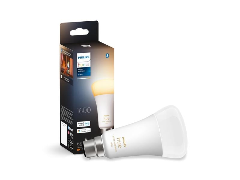 Philips Hue Leuchtmittel White Ambiance E27 Einzelpack 1600 Per Bluetooth steuerbares Hue E27-Leuchtmittel