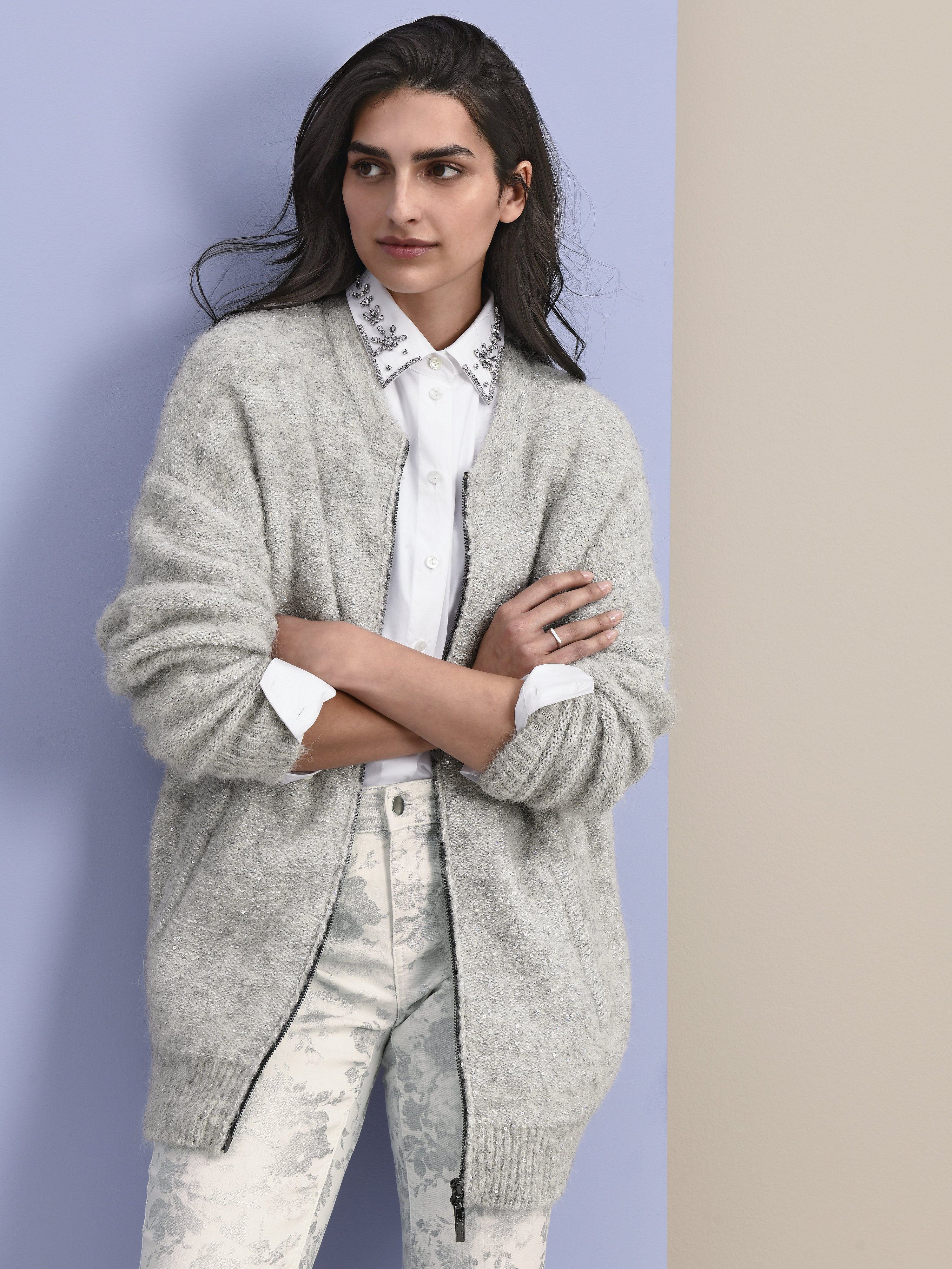 Long-Strickjacke
