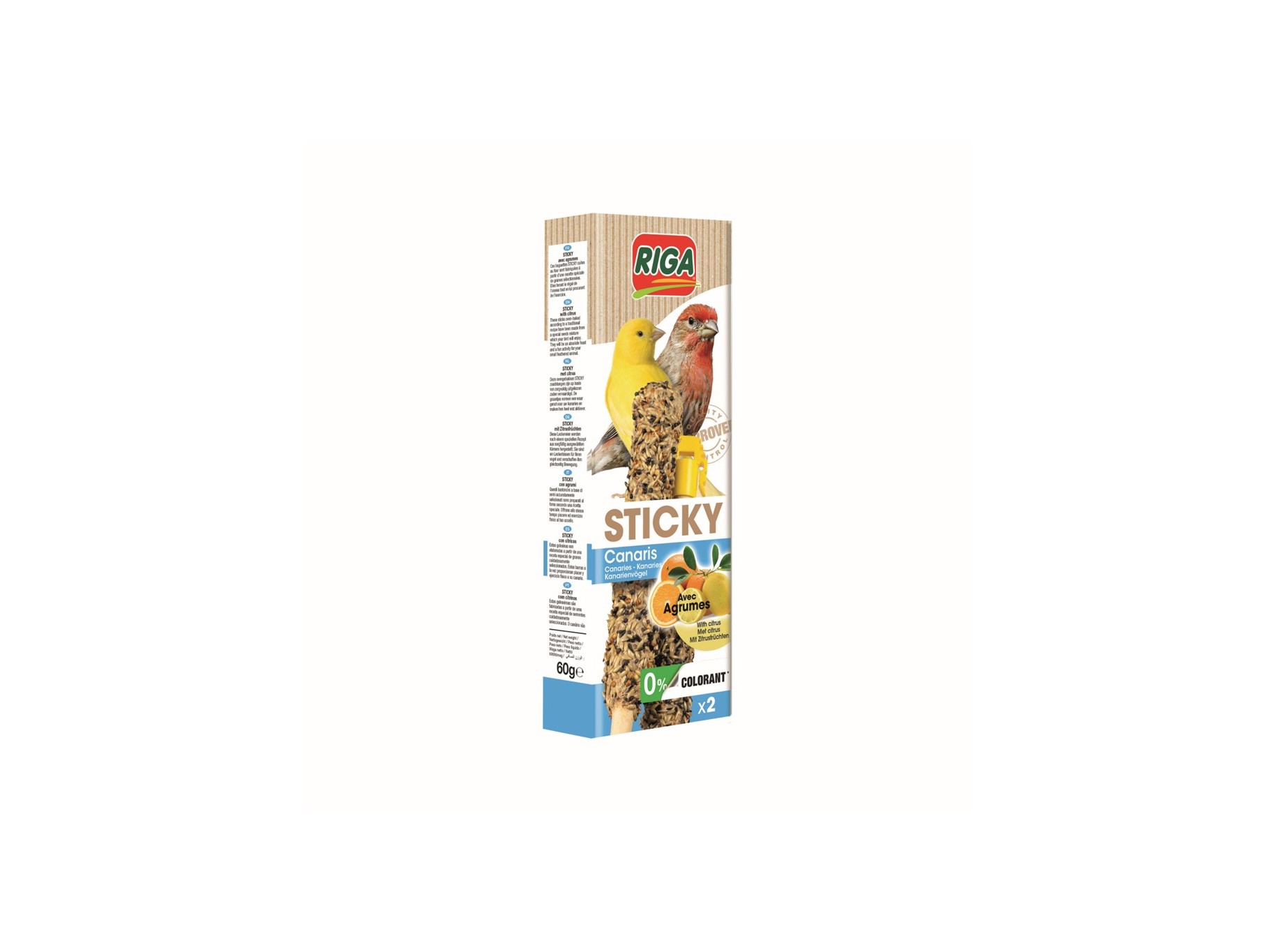 BARRITAS PARA CANÁRIO RIGA STICKY LARANJA E LIMÃO PACK 2 UNIDADES
