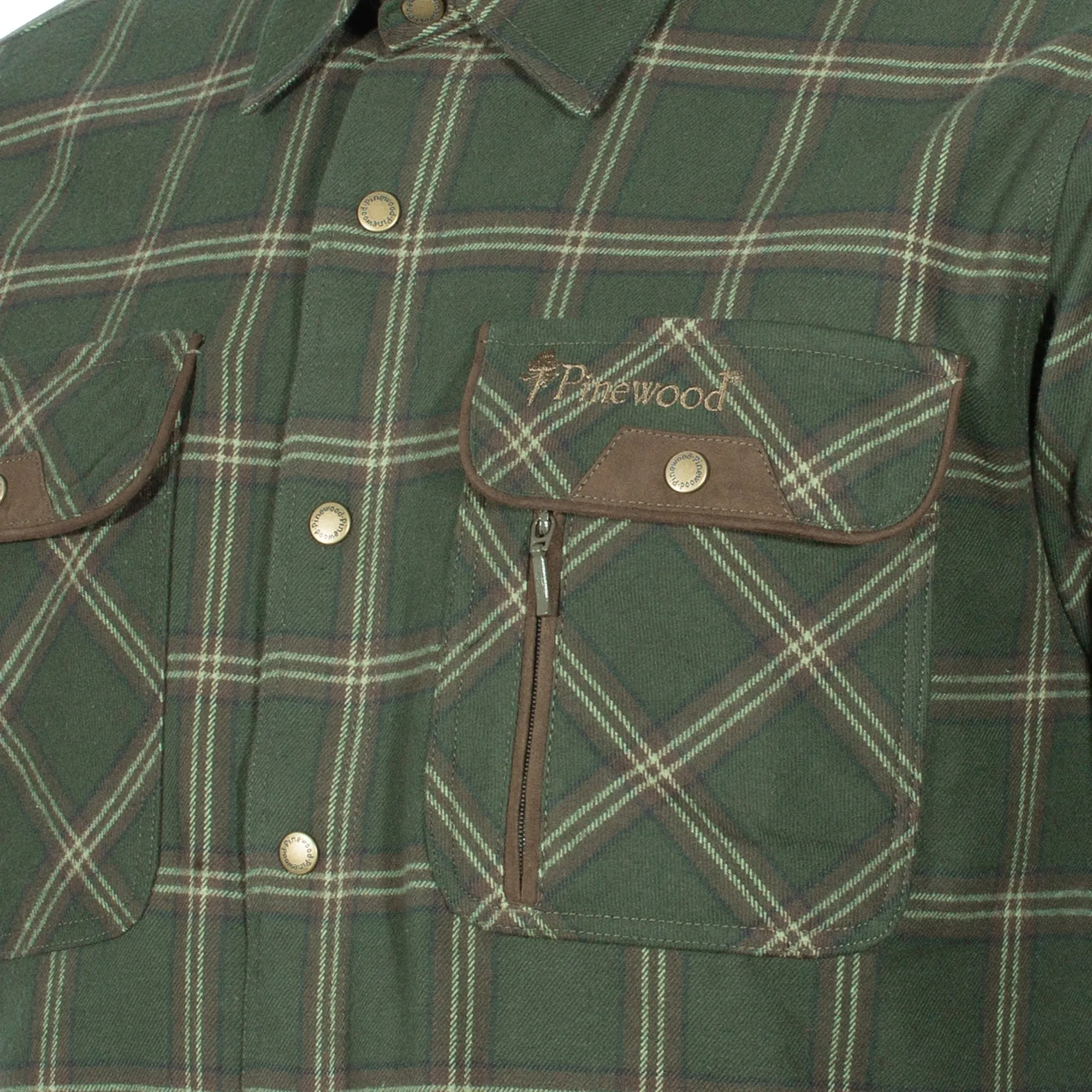 Pinewood -  Pinewood Hemd Prestwick Exclusiv mossgreen dark brown