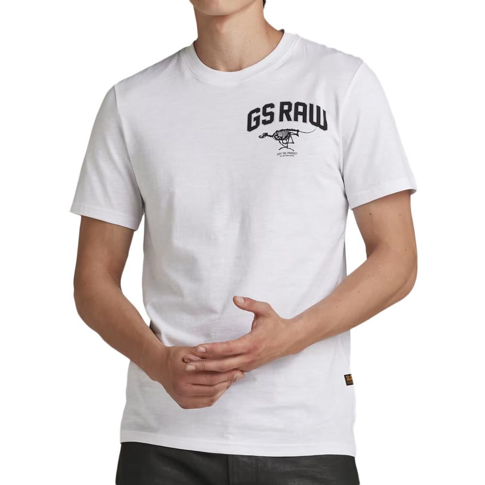 T-shirt Blanc Homme G-Star Raw Skeleton Dog Chest