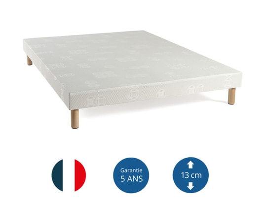 SOMEO - Sommier 120 x 190 Sommier tapissier recouvert 13cm niagara blanc 120 x 190