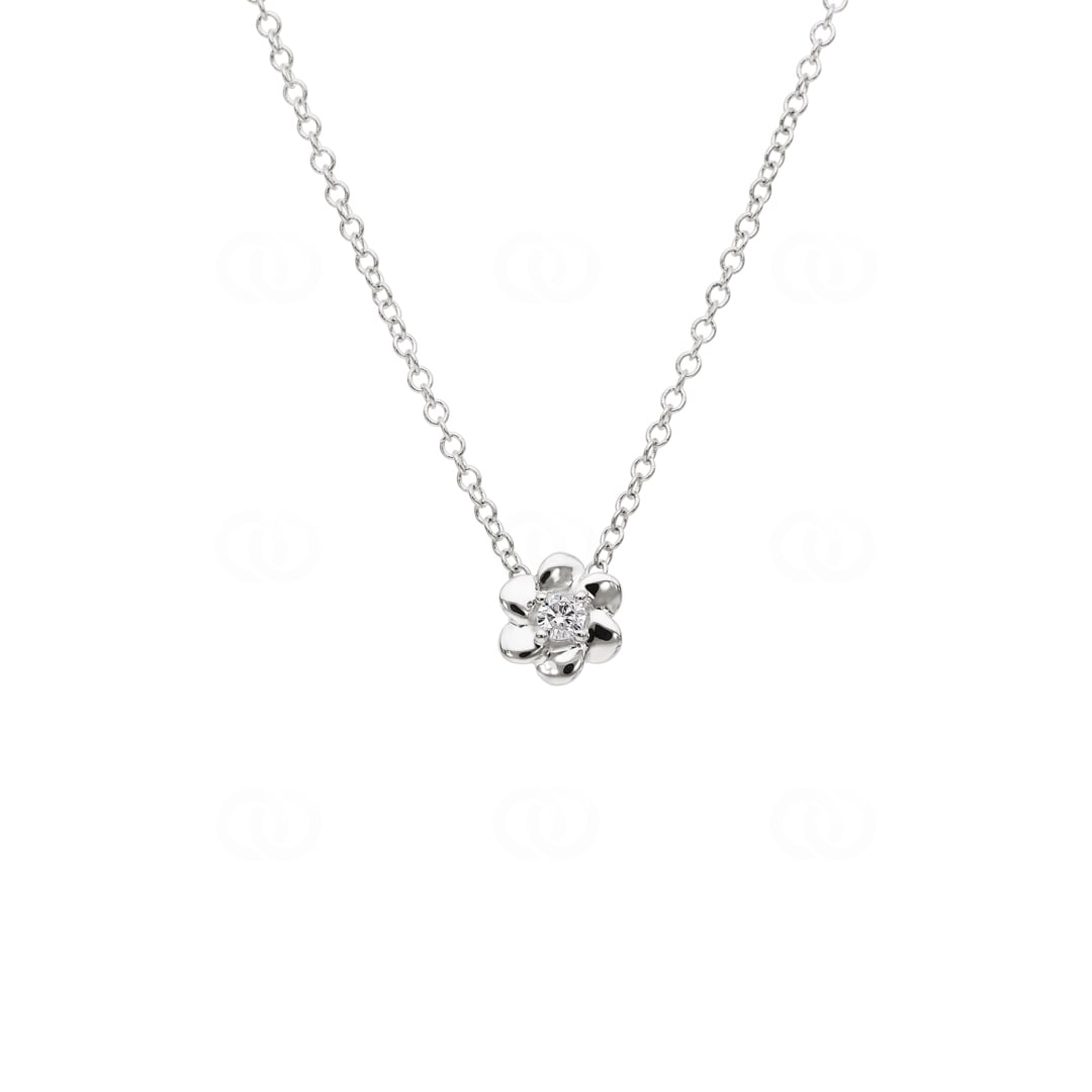 Collier mit Anhänger 750/18 K Weissgold mit Diamant 0.04ct H/Si