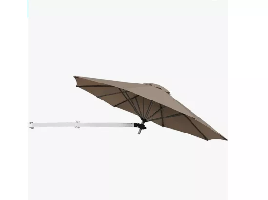 Parasol Mural en Aluminium Ø 250 CM, Parasol en Porte-à-Faux de Balcon avec Mât Réglable, Parasol Inclinable avec Tissu anti-UV et Évent, pour Terrasse, Jardin, Café (Brun)