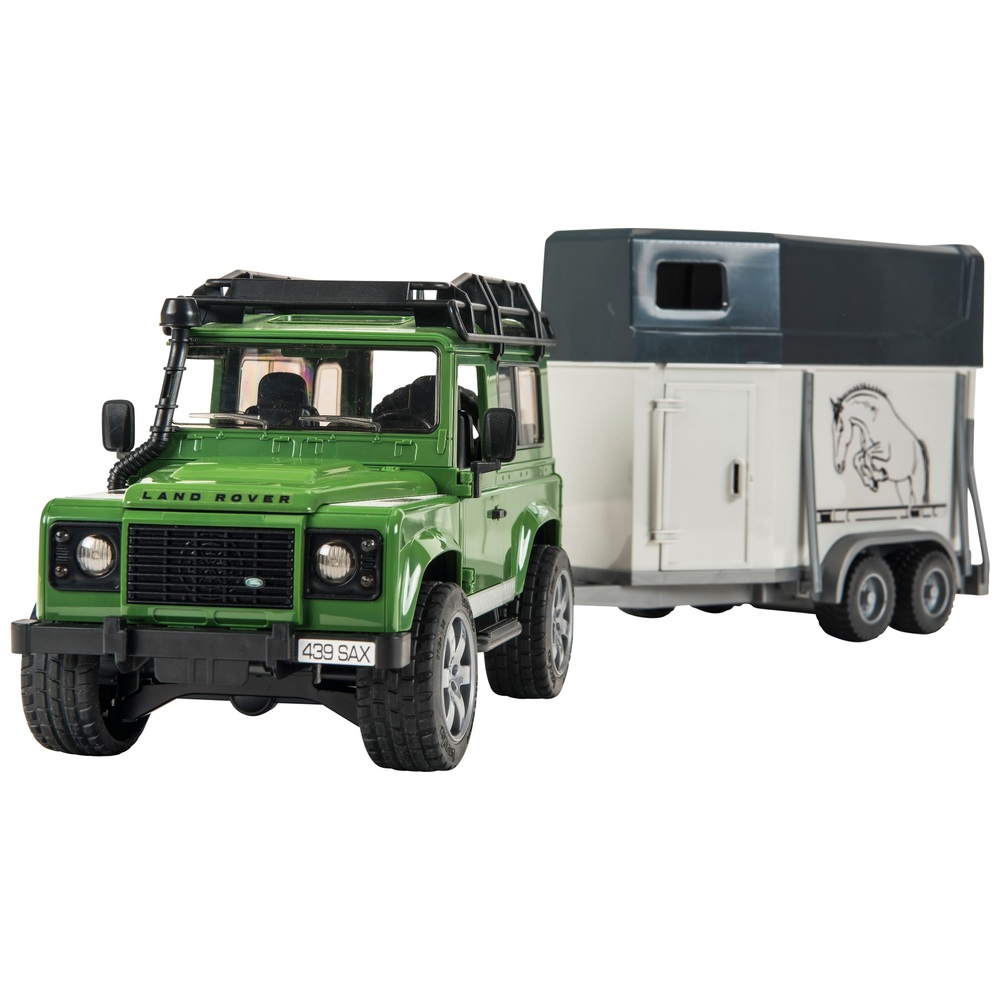 Bruder 1:16 Land Rover Defender mit Pferdeanhänger