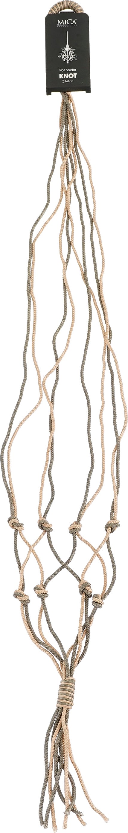 Mica Decorations plantenhanger macramé Knoop bruin / beige H 140 cm