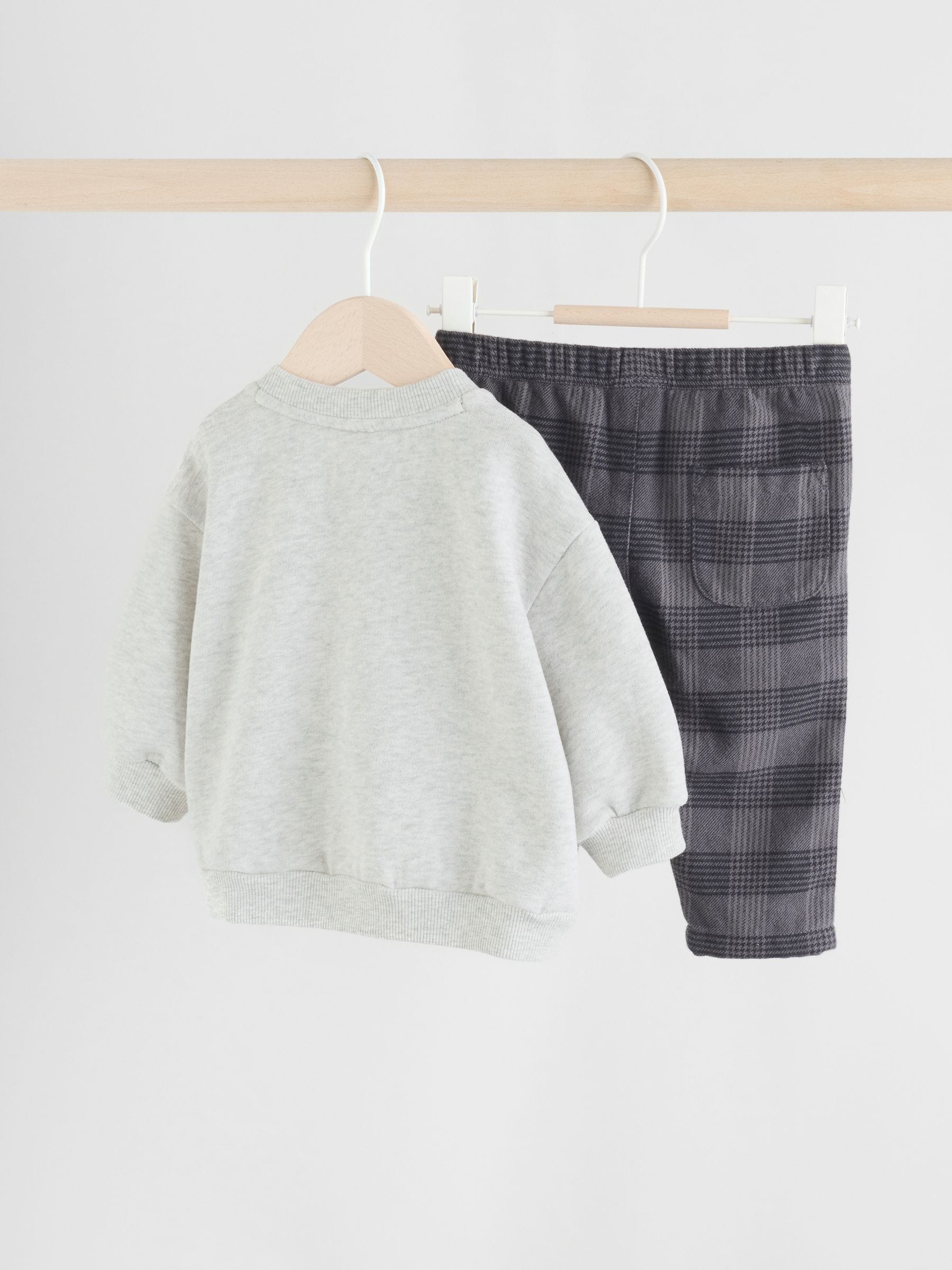 Grijs geruit - Set van babysweatshirt en broek (0mnd -2jr)