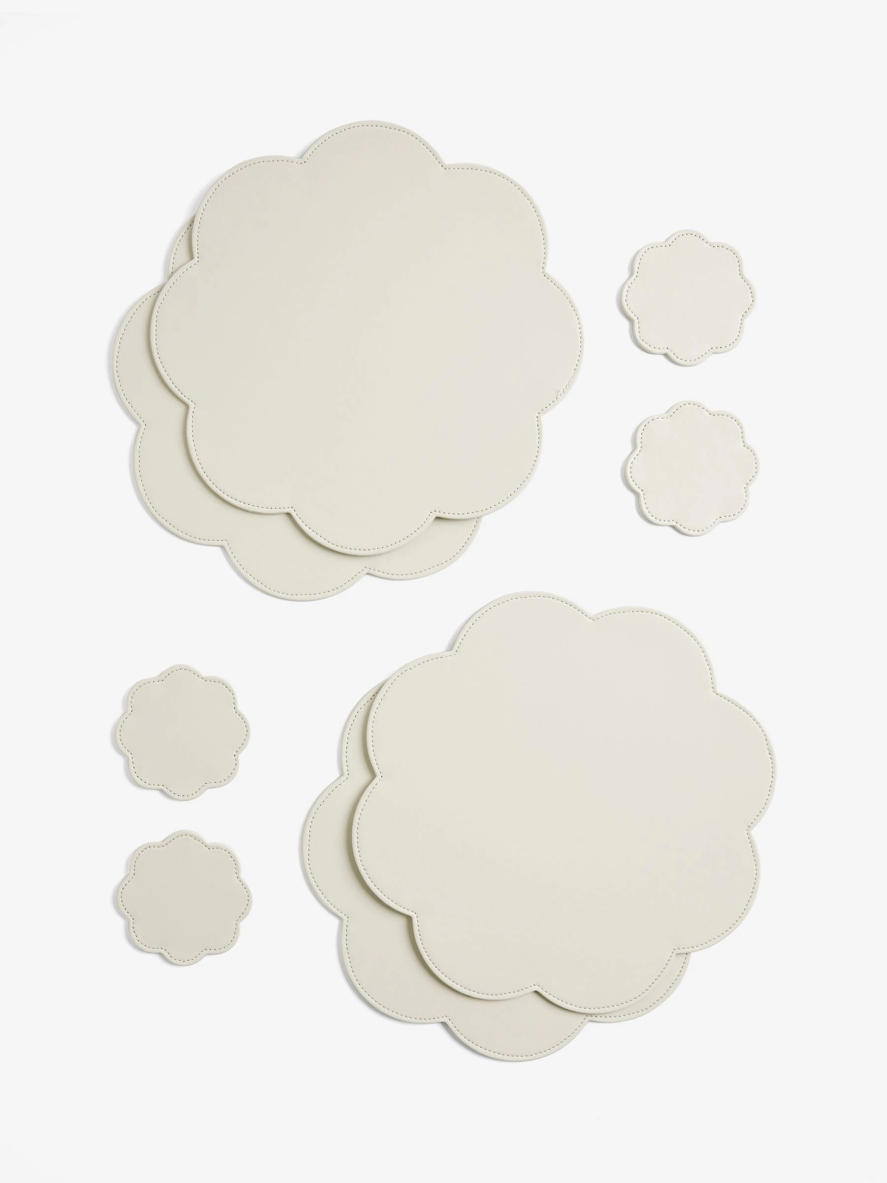 Set of 4 Flower Faux Leather Placemats and Coasters
