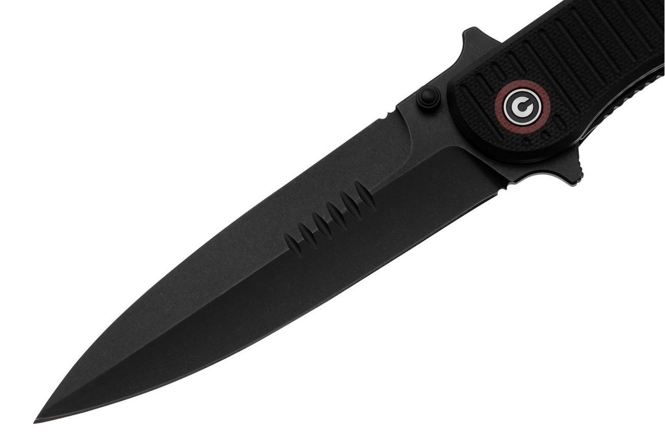 Civivi RS71 C23025-2 Blackwashed Nitro-V, Milled Black G10 zakmes, Robert Saniscalchi design