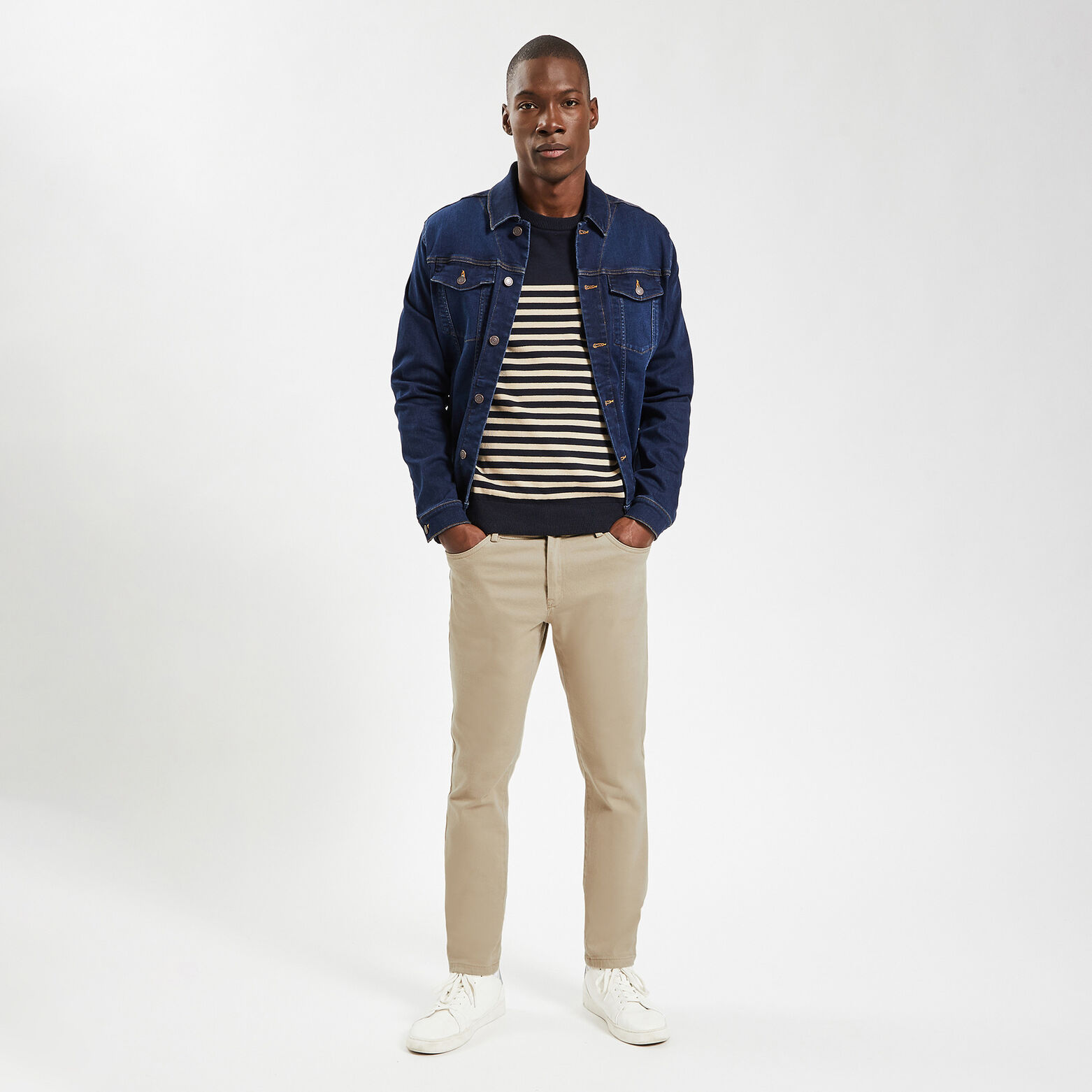 Pantalon slim cinq poches Beige
