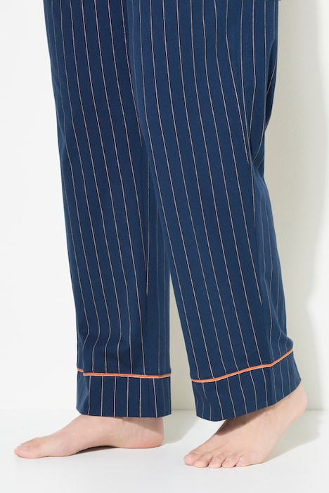 Pyjama, Streifen, Glitzer-Piping, Reverskragen, Langarm