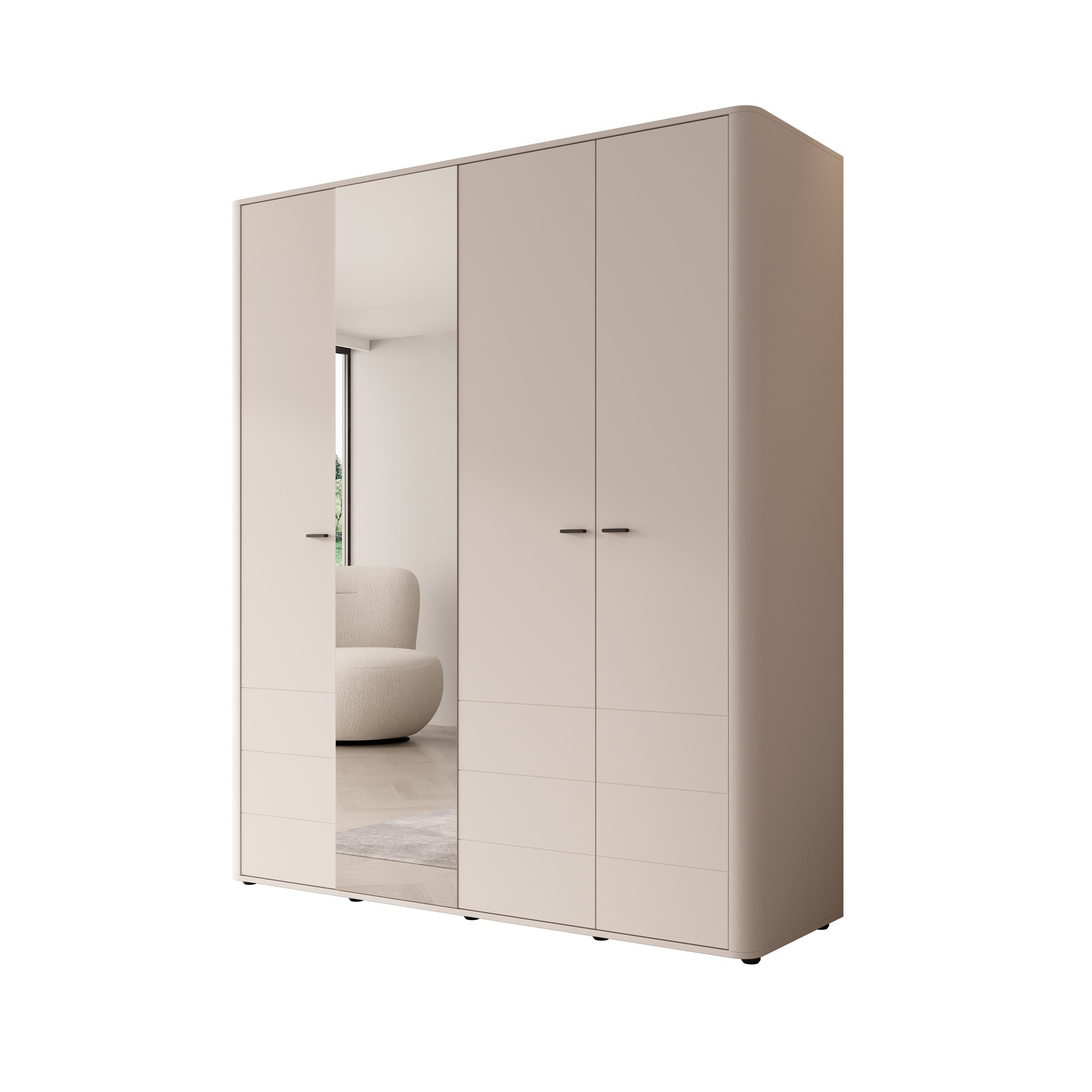Meubella - Sorello - Kledingkast 4 deurs - Beige - 180x56x211 cm