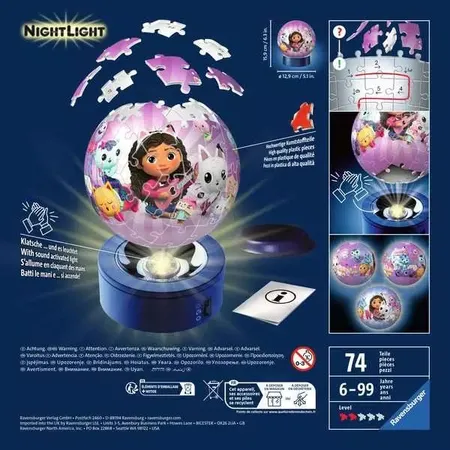 Ravensburger 3D Puzzle - Nachtlicht - Gabby's Dollhouse, 74 Teile