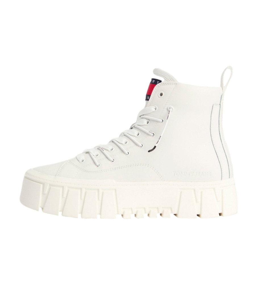 Tênis plataforma de couro branco Tommy Jeans