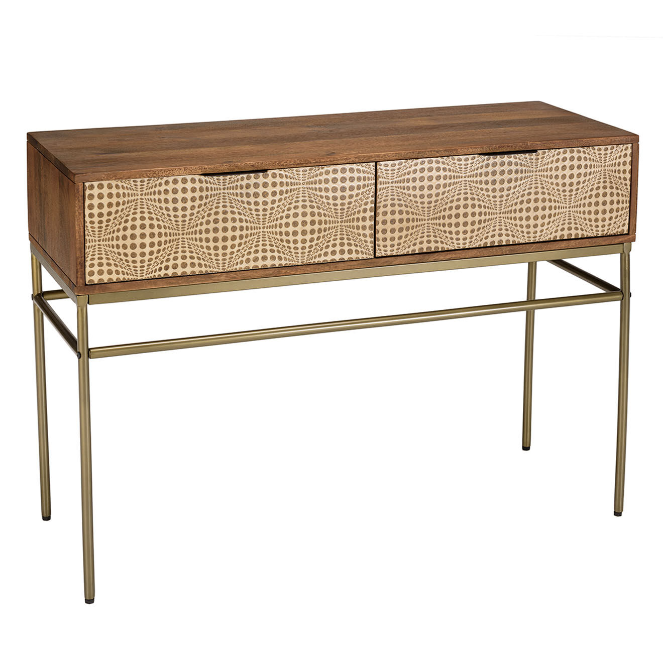 Macabane Console en bois de manguier 2 tiroirs Alix marron - 116x34x47 cm