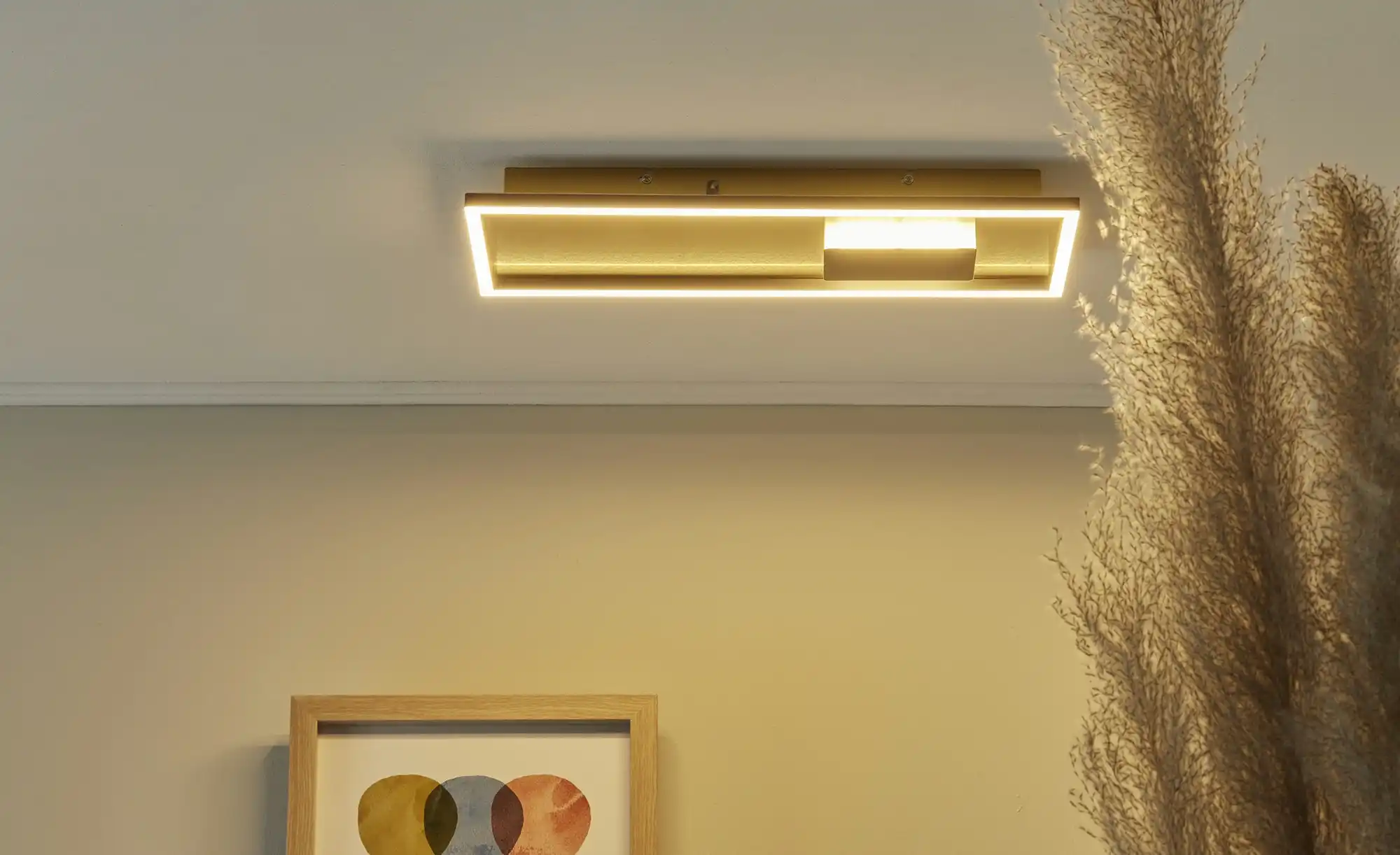 KHG LED-Deckenleuchte, schwarz/goldfarben rechteckig