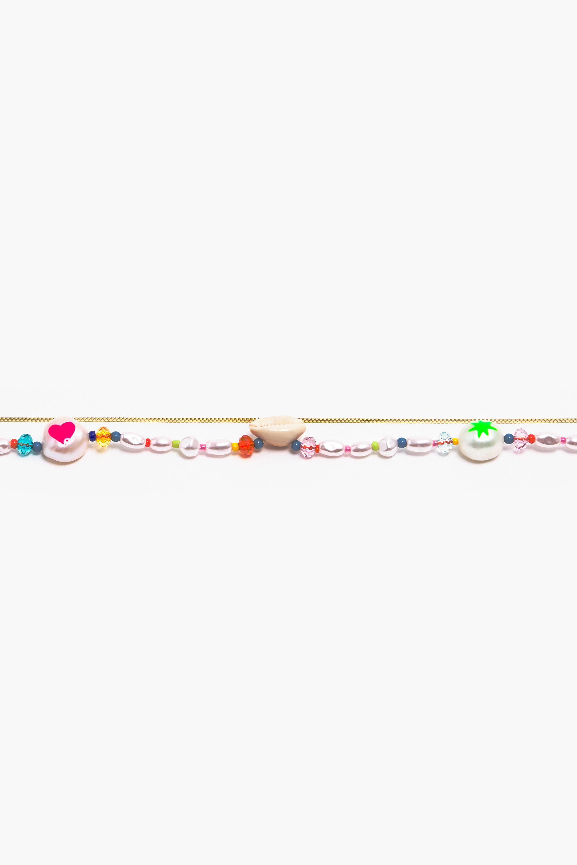 Colar de pérolas e cristais multicoloridos