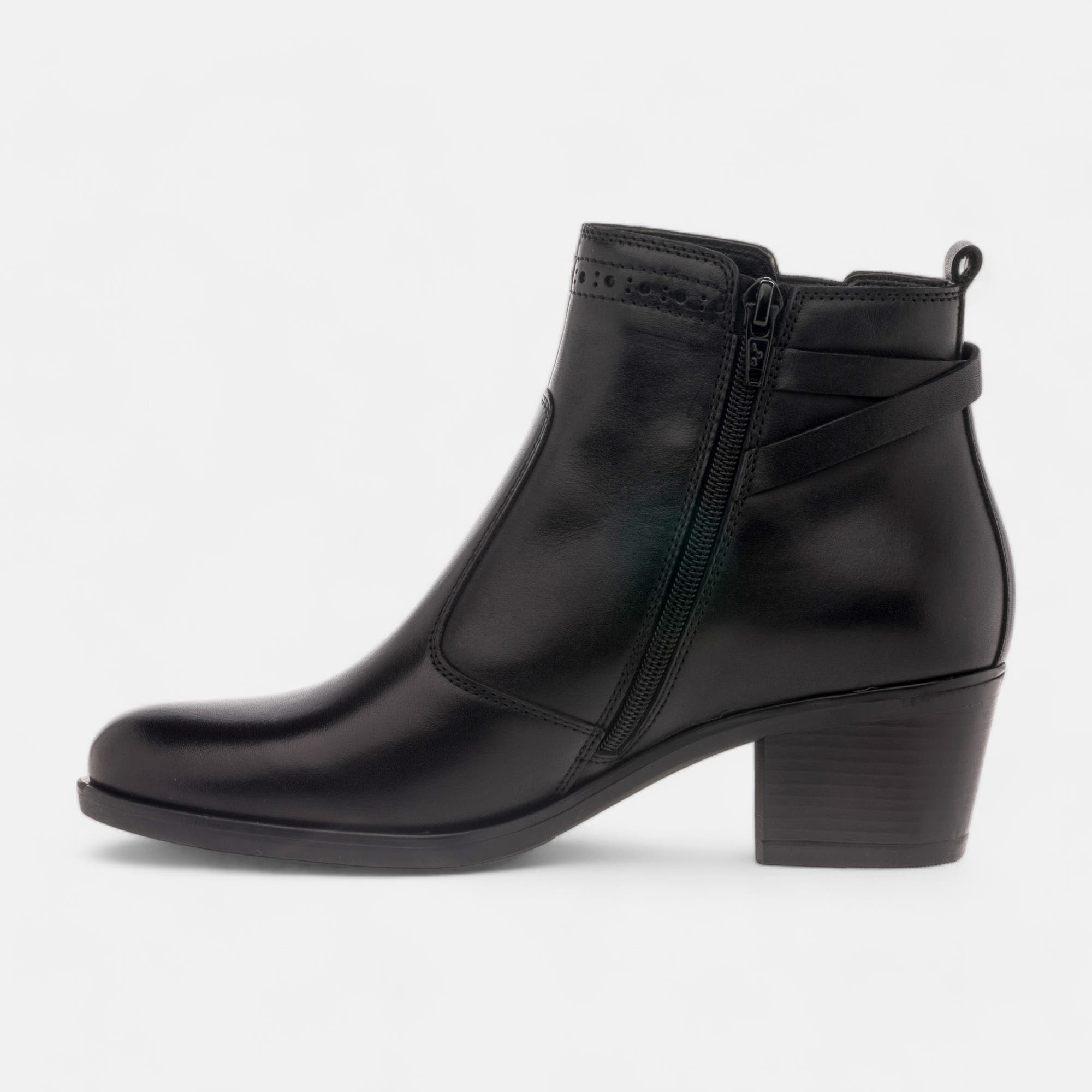 Bottines à talon Femme en cuir noir