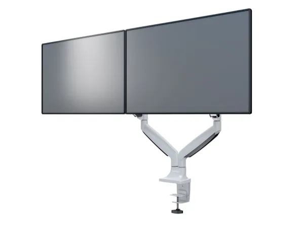 Multibrackets M Deskmount Gas Spring Dual - Monteringssæt (bordmontering, 2 artikulerende arme) - for 2 LCD displays - stål, højglansaluminium - hvid - skærmstørrelse: 15