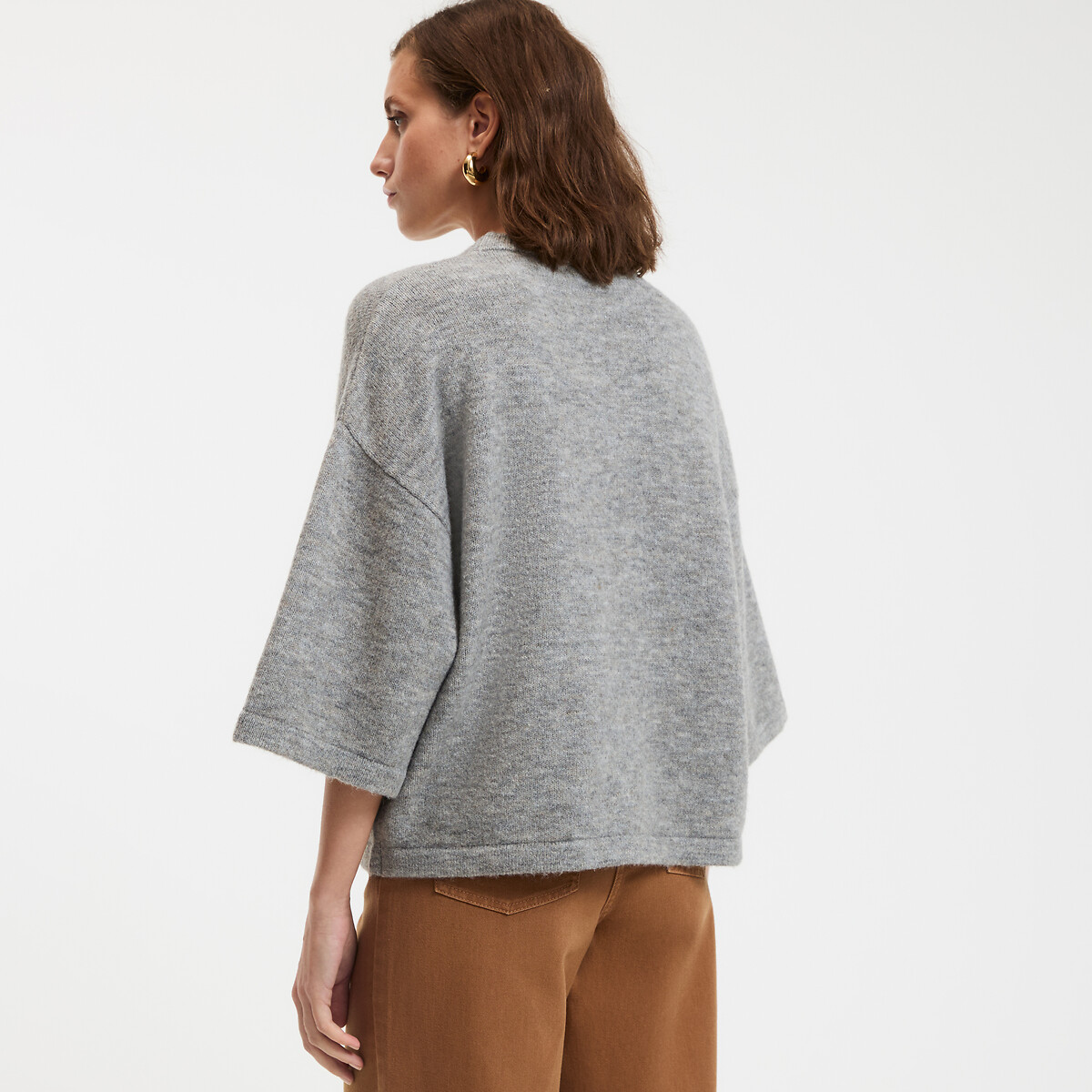 COLEÇÕES LA REDOUTE<br>Suéter folgado, gola redonda em tricô grosso