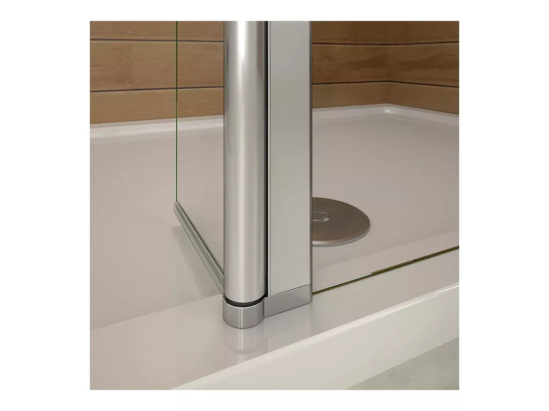 Paroi de douche à l'italienne verre dépoli au centre 140+40x200cm avec retour pivotant, avec barre de fixation 73-120cm