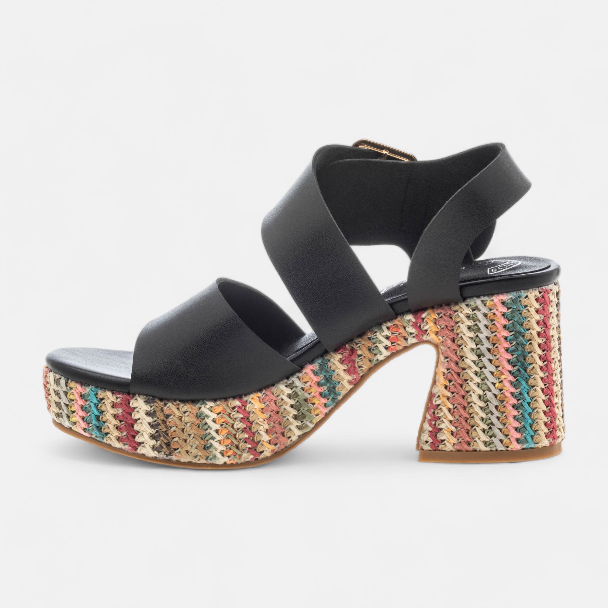 Nu-pieds à talon compensé Femme noir