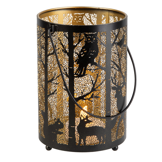 Windlicht Tiere im Wald - ca. 15 x 12,5 x 19/31 cm