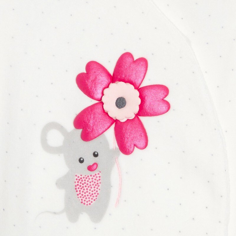 Dors-bien velours souris blanc bébé fille Blanc
