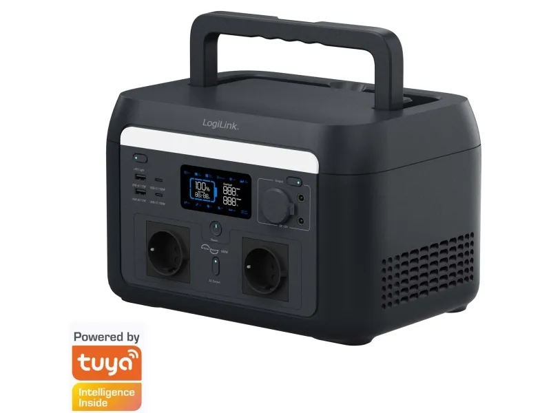 LogiLink Portable power station, 600W, LiFePO4 battery, Tuya compatible