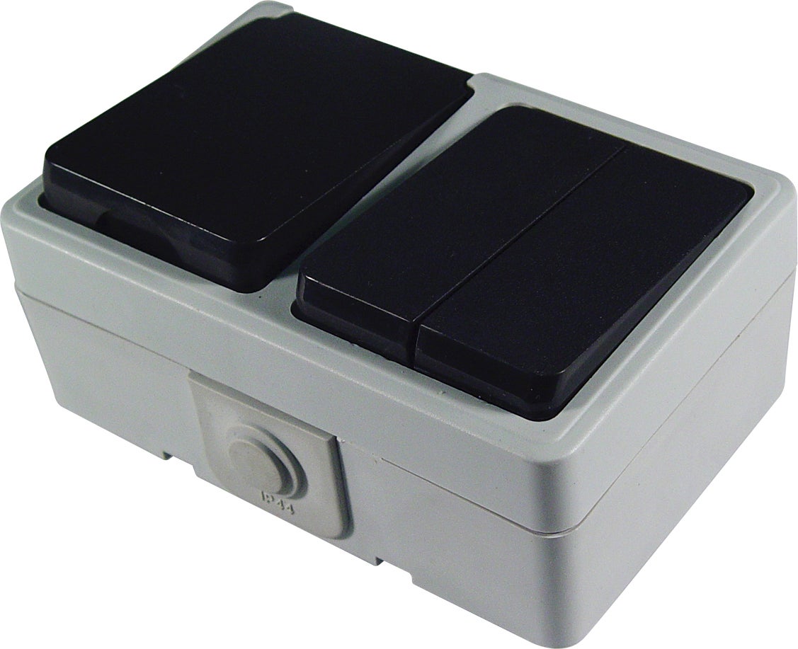 Calex stopcontact met schakelaar grijs 12,5 x 7,6 x 5,2 cm