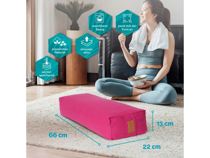 DoYourYoga Yoga-Bolster Paravati Bio-Dinkelspelz, Pink Yoga-Zubehör