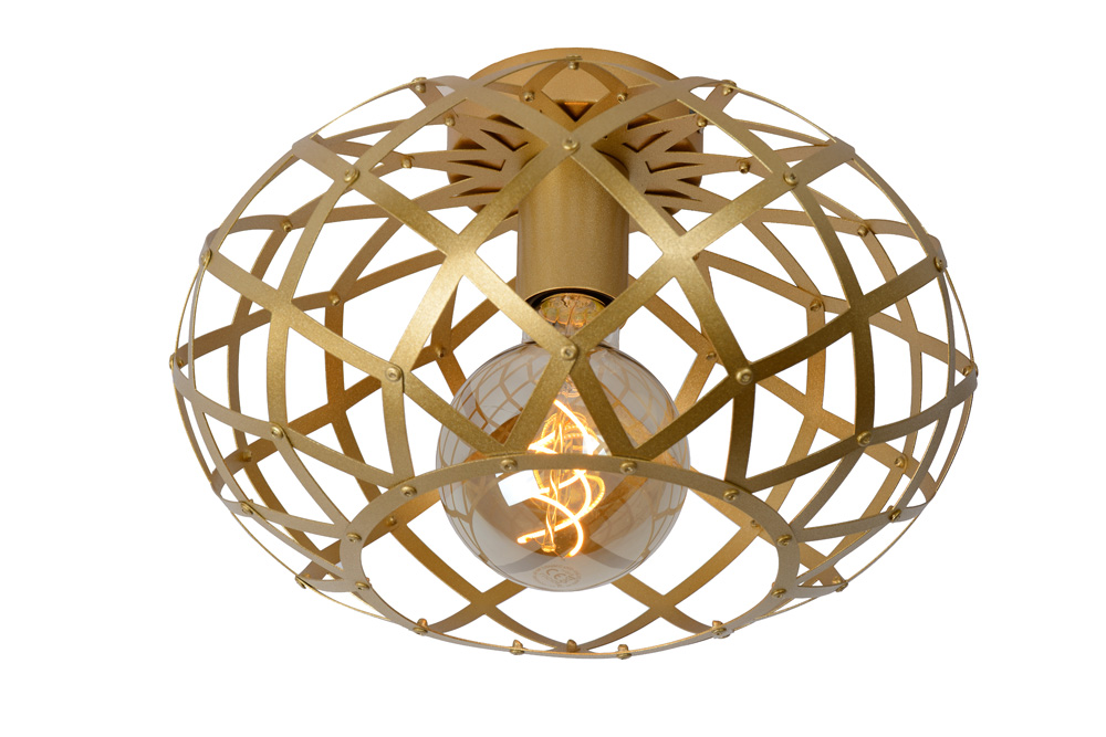 Lucide Wolfram plafondlamp 30cm 1x E27 goud mat