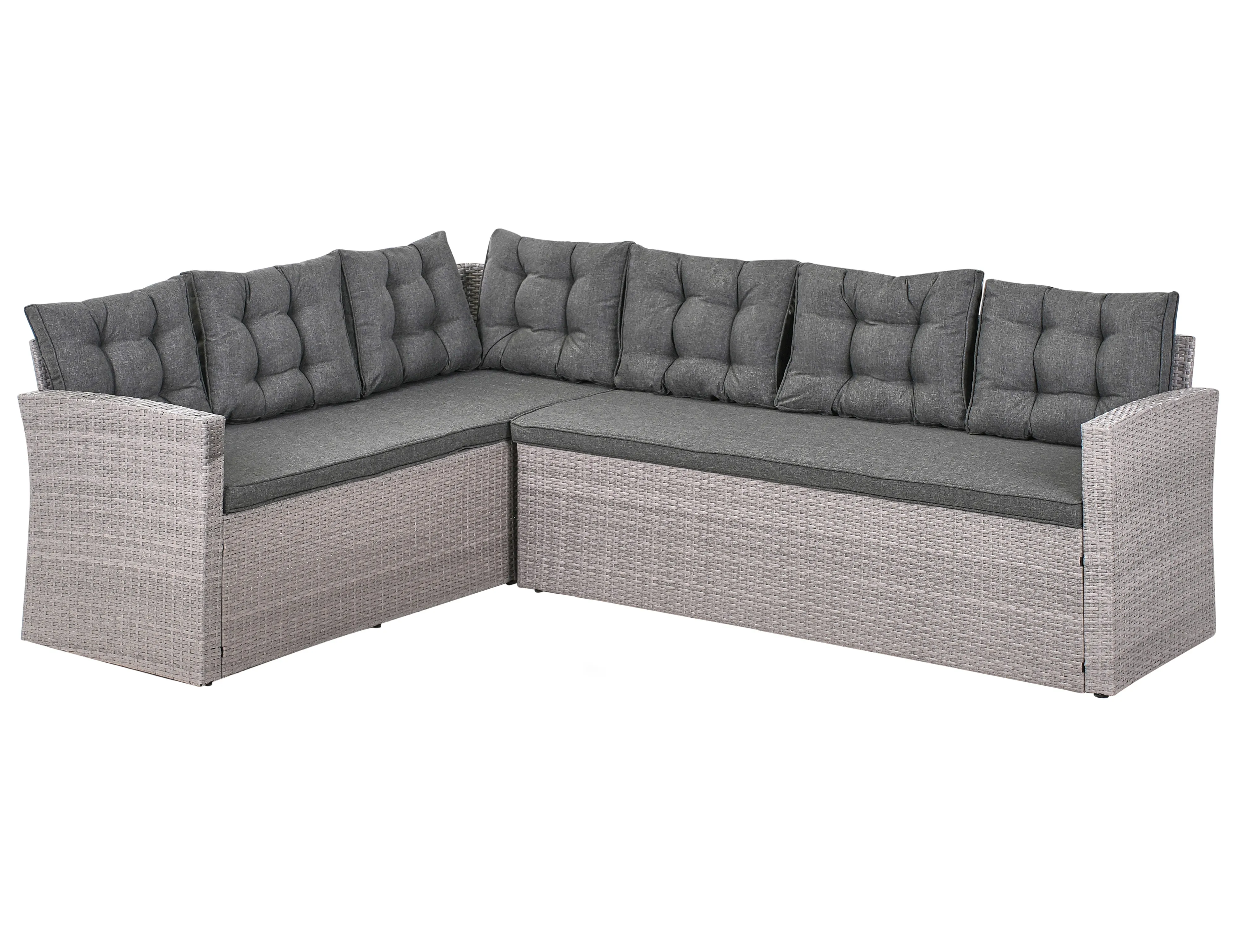 Loungeset met tafel 8-zits VITERBO met kussens PE rotan Grijs