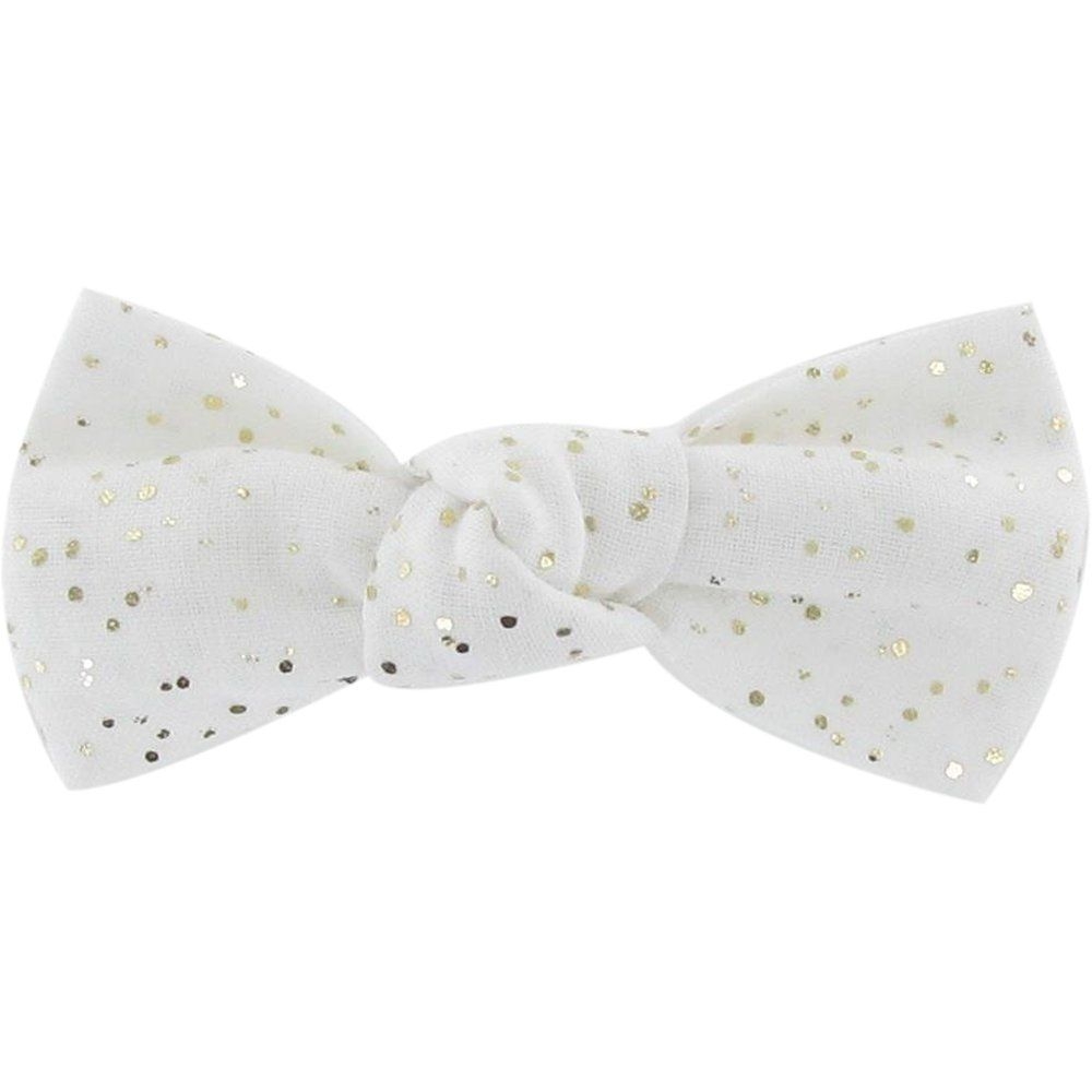 Barrette Petit Noeud Blanc Pailleté