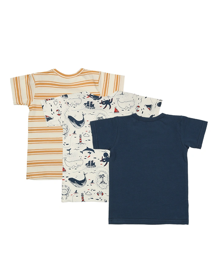 T-Shirt ASMO 3er-Pack in weiß/blau