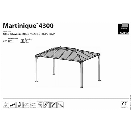 Palram – Canopia Martinique havepavillon 4300 - antracitgrå