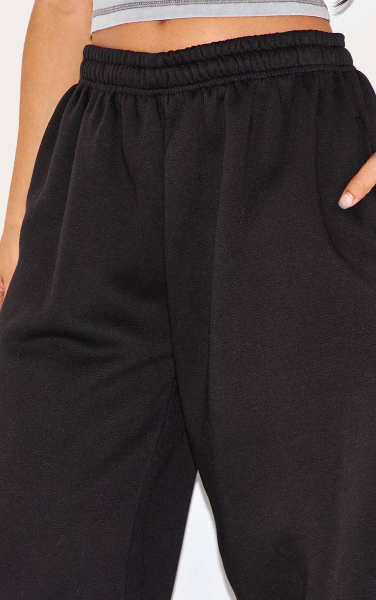 Noir Jogging Petite Taille Haute Élastiquée À Jambes Extra Larges
