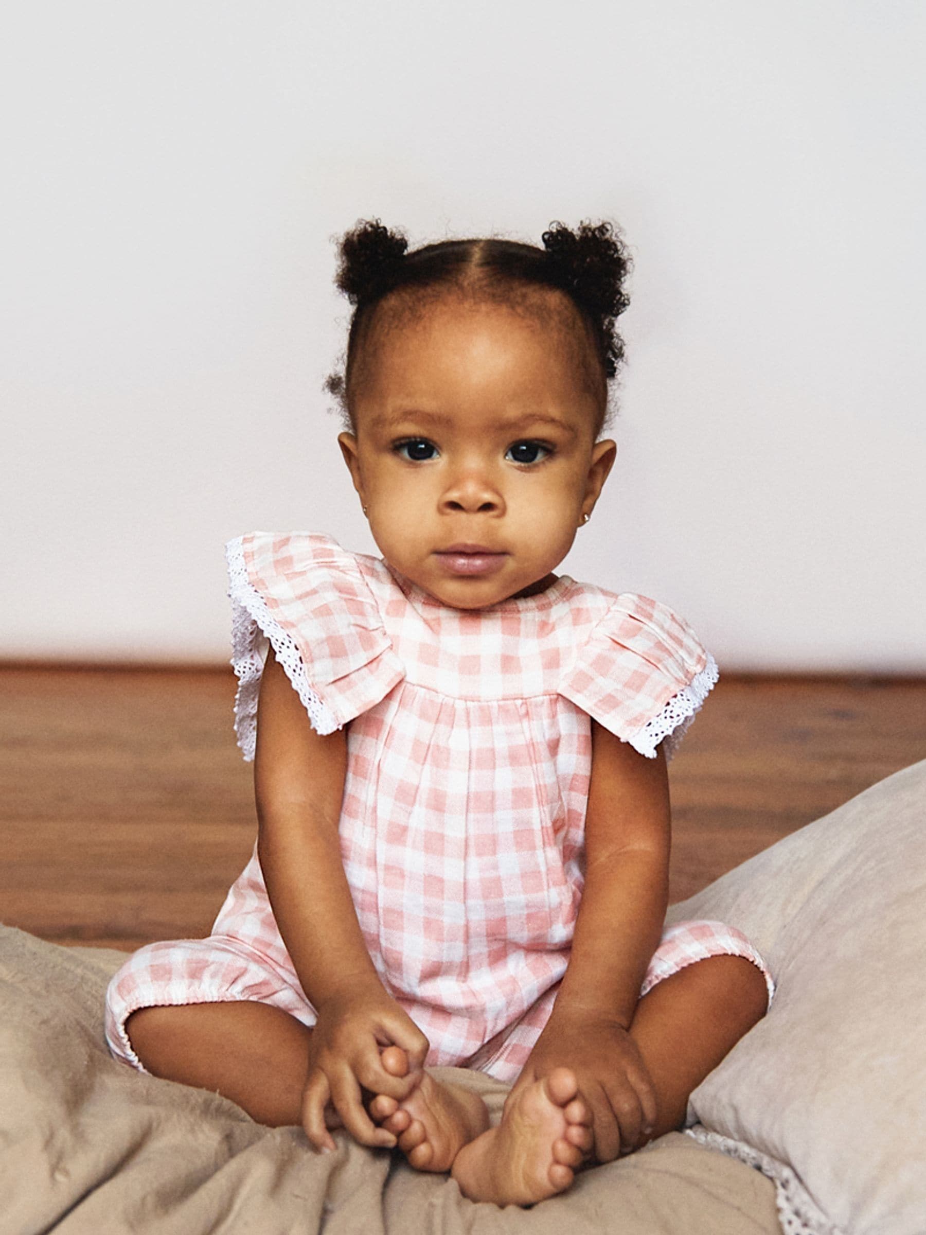 Roze - The Little Tailor Mousseline babyplaysuit van 100% katoen