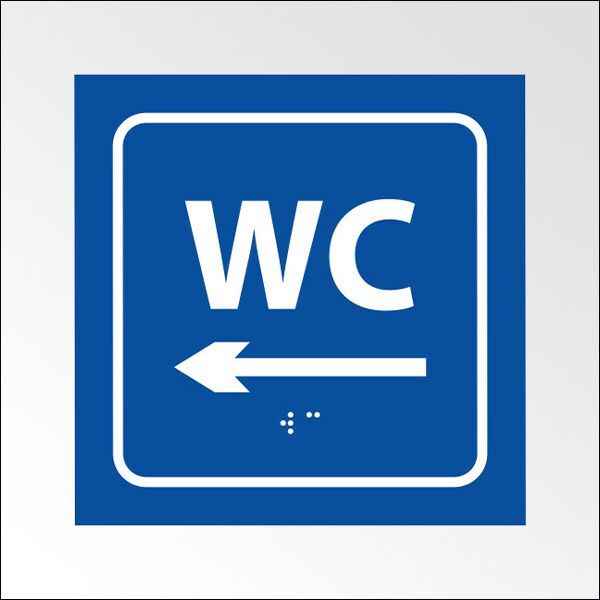 Panneau relief et braille - WC, flèche Gauche