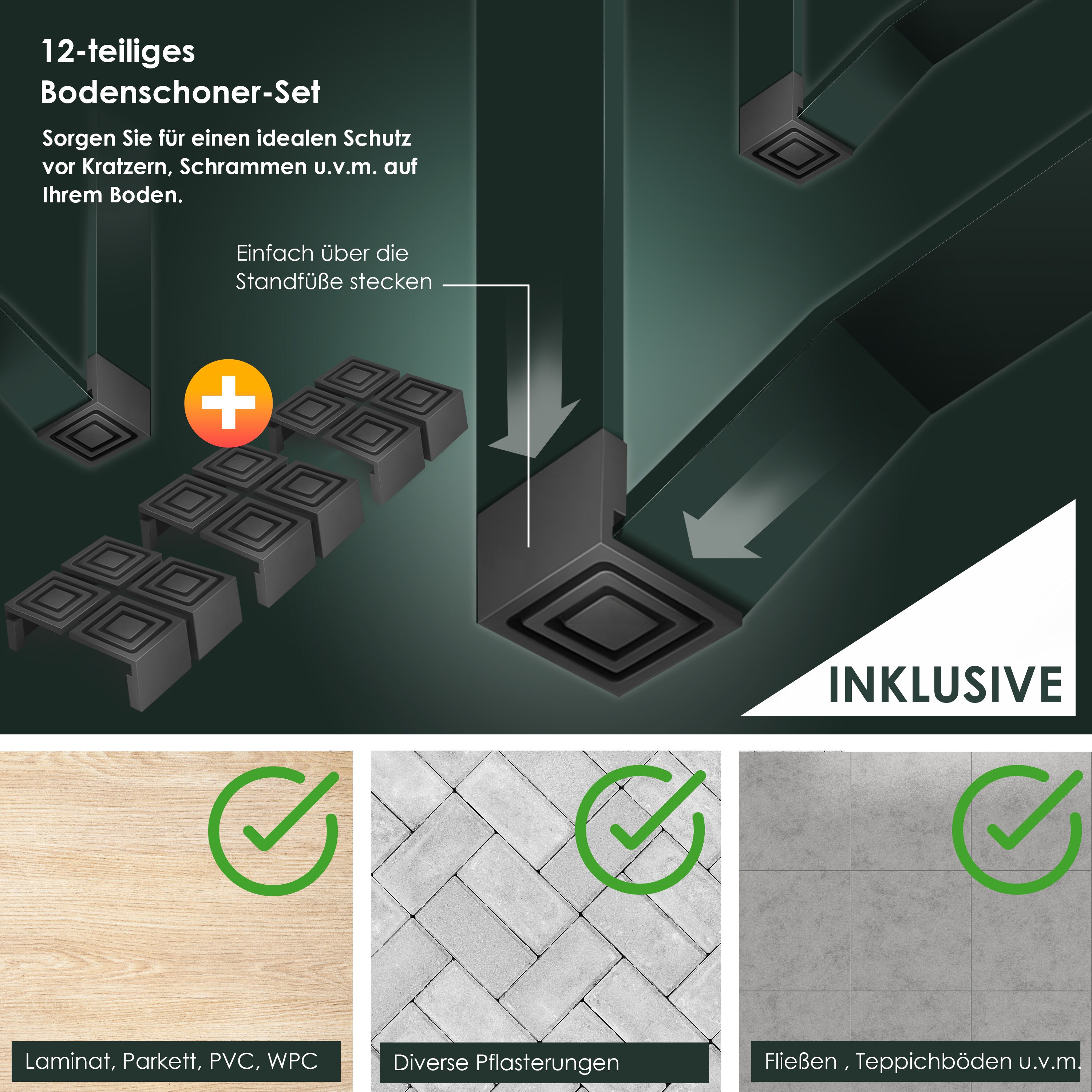 KESSER® Bierzeltgarnitur 3 teilig Gartenmöbel-Set | Klappbar 170 x 46 x 75cm | 2X Bierbänke 1x Biertisch | Festzeltgarnitur Biertisch Stehtisch Sitzgarnitur Holz 12-teiliges Bodenschoner-Set
