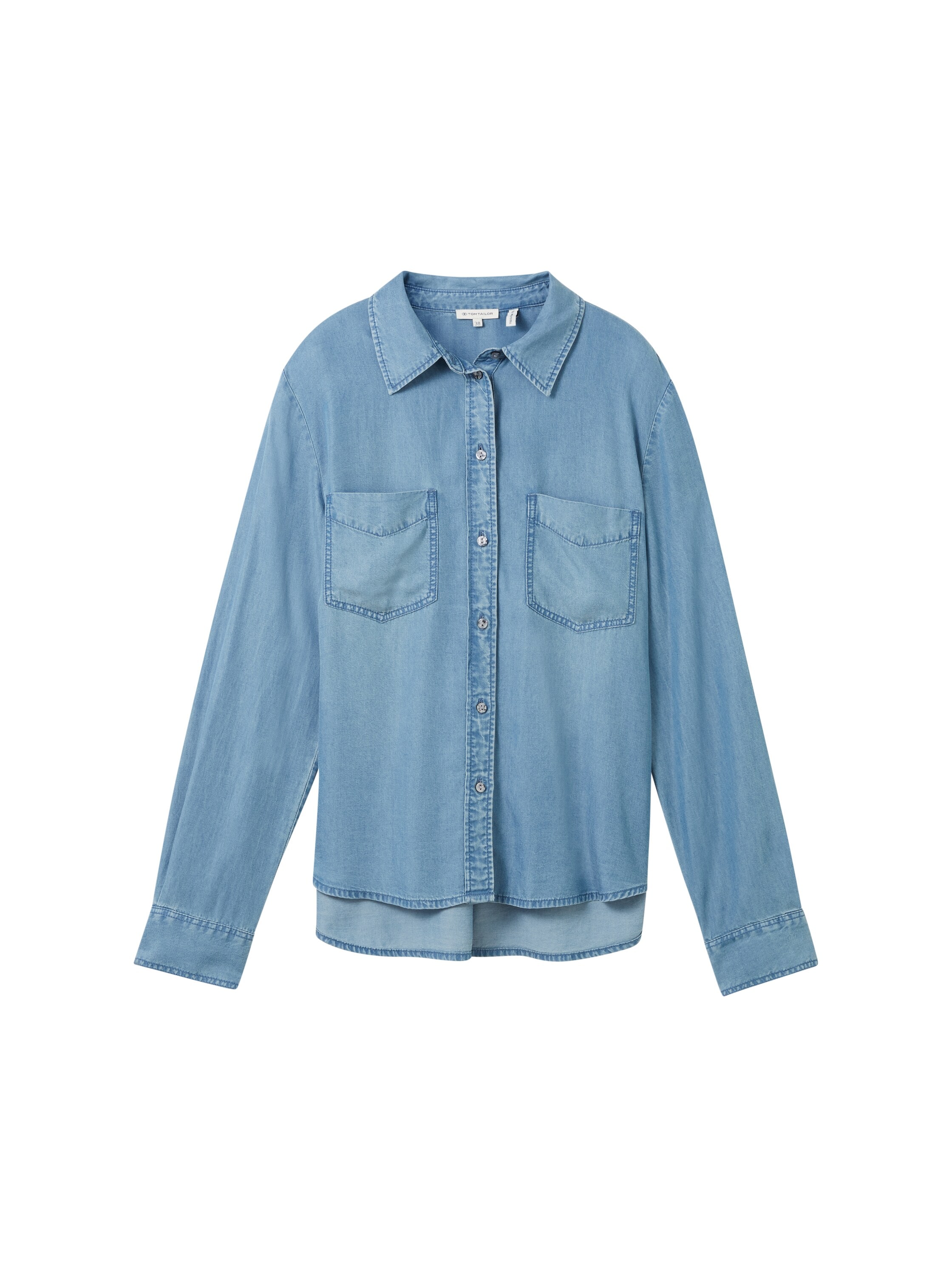 TOM TAILOR Jeansbluse , mit Lyocell und Kentkragen