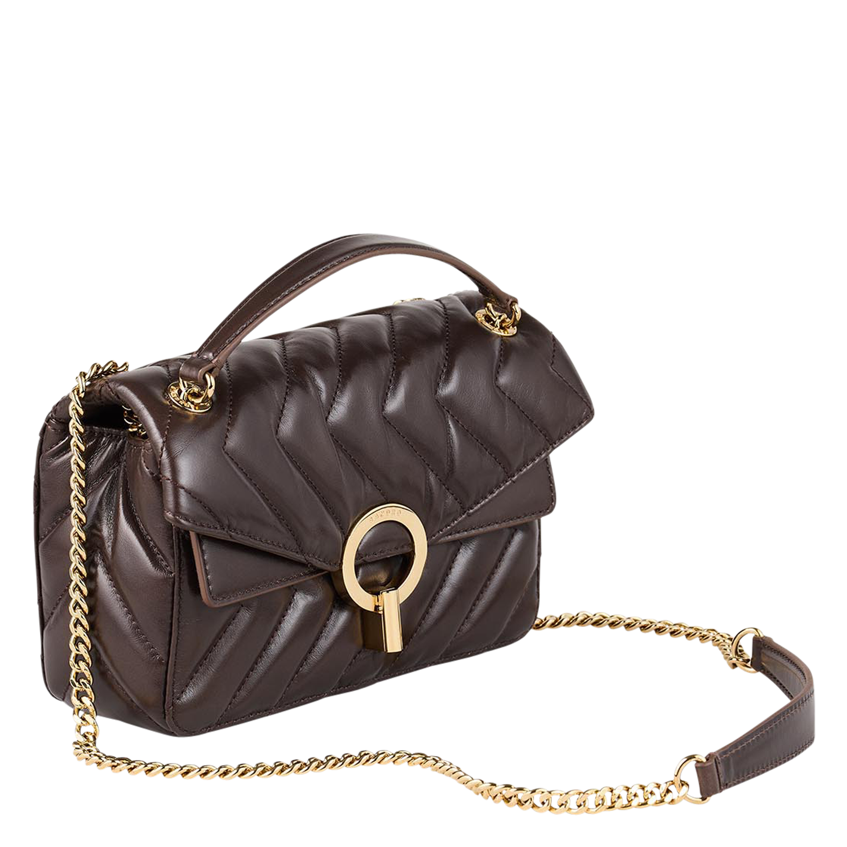 Petit sac en cuir matelassé | Marron