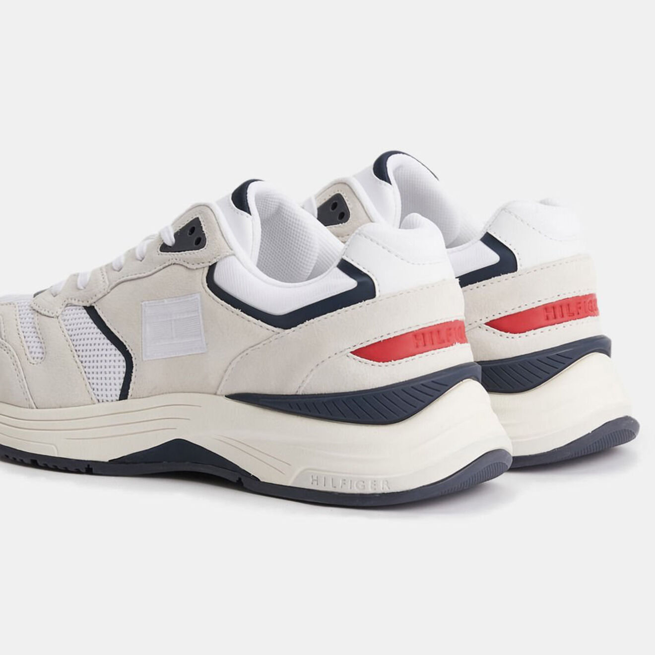 Tommy Hilfiger Baskets running en Velours de Cuir Modern Prep blanc/bleu