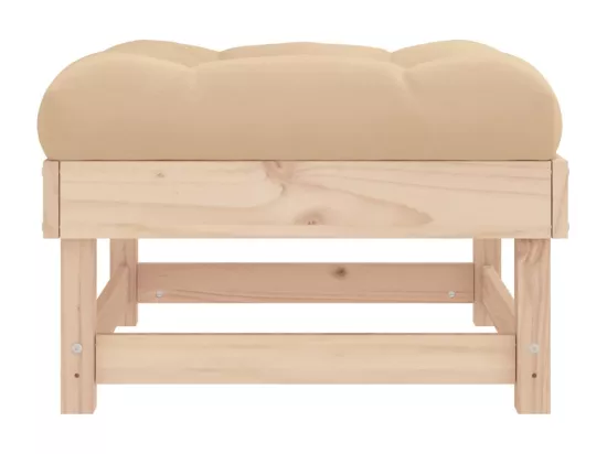 Repose-pied de jardin avec coussin bois de pin massif